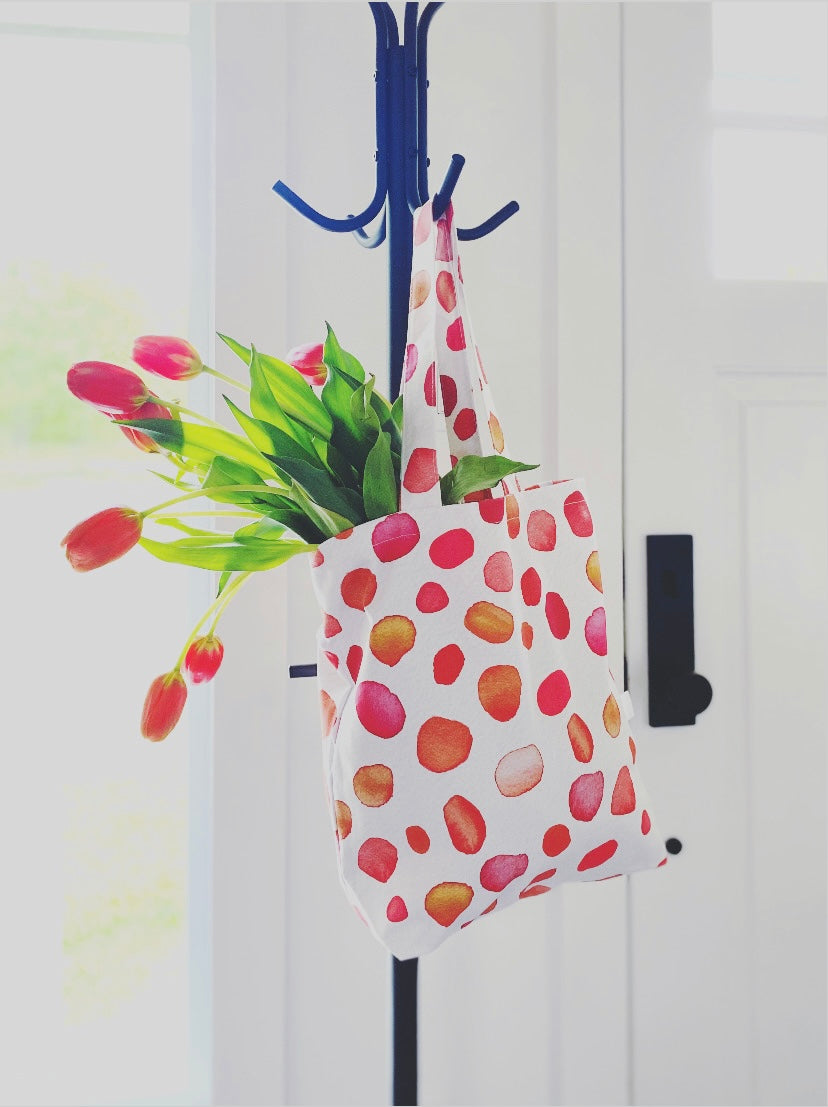 Tote Bag: Rose Petals on Ecru