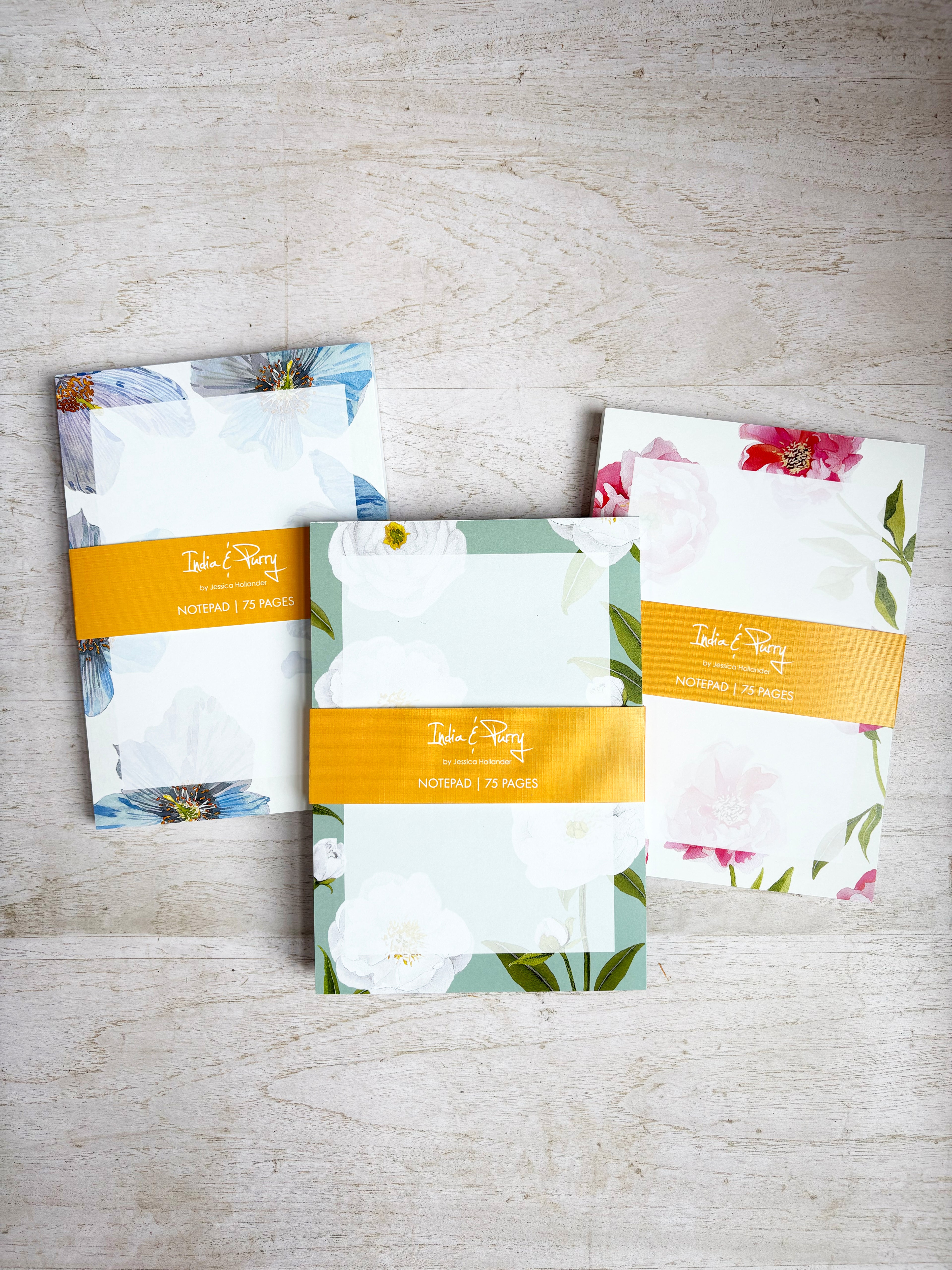 Notepad:  Pink Peonies on Cream