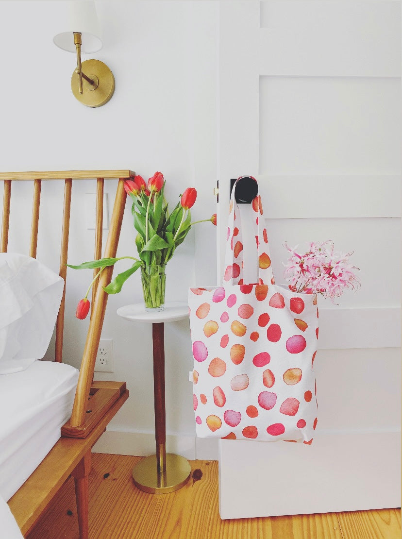 Tote Bag: Rose Petals on Ecru