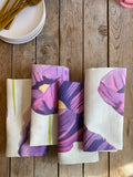 Napkin Set: Purple Poppies on Snow