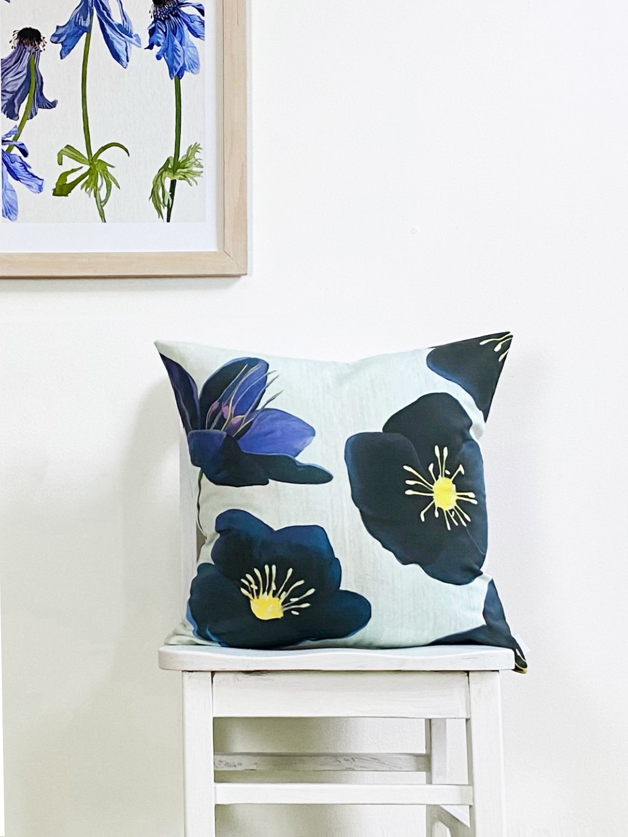 Throw Pillow: Black Hellebore on Snow