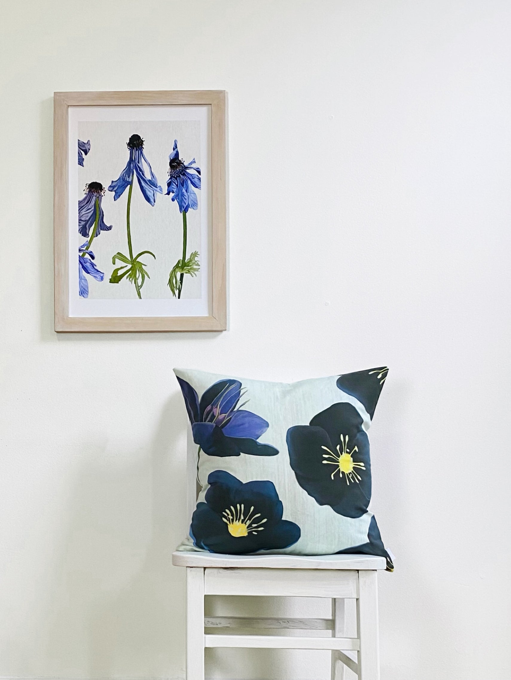 Throw Pillow: Black Hellebore on Snow