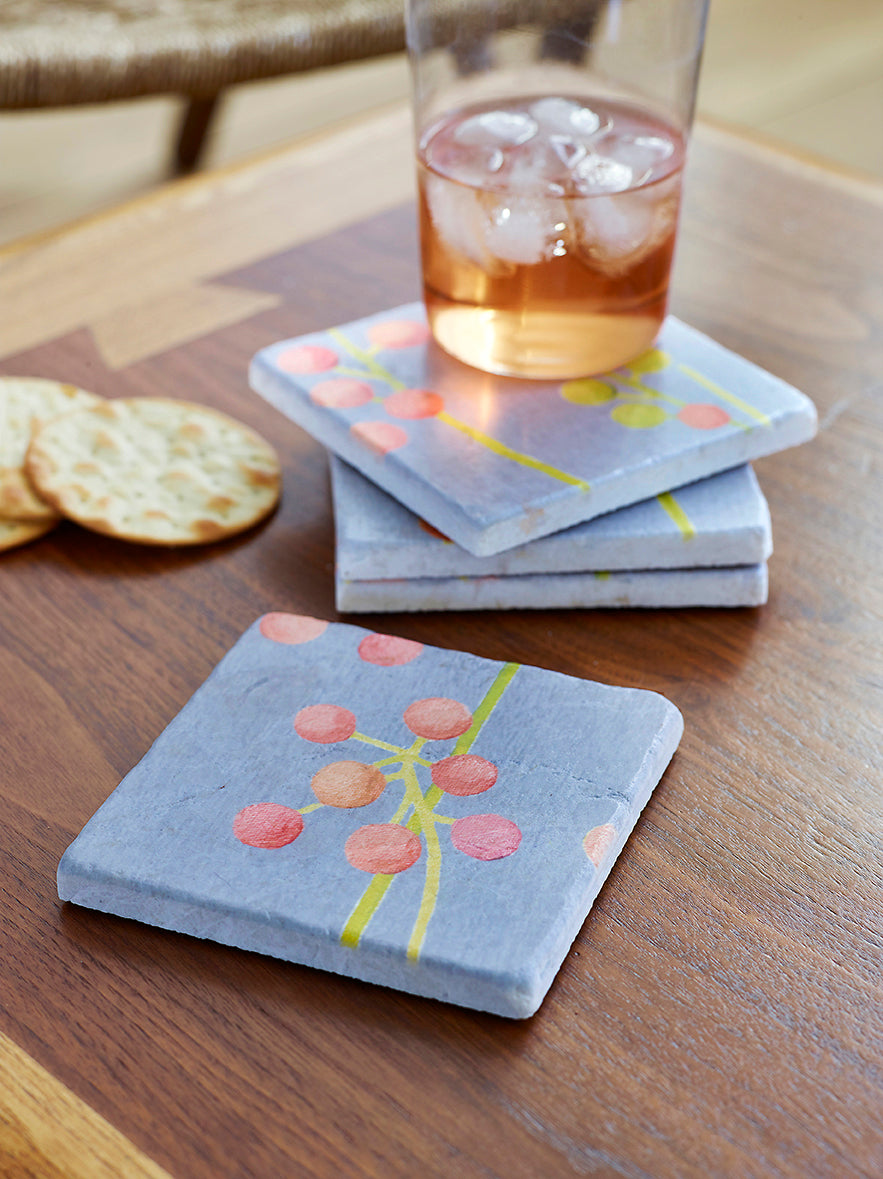 Coaster Set: Brunia on Grey