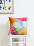 Throw Pillow: Cactus Flowers on Grey