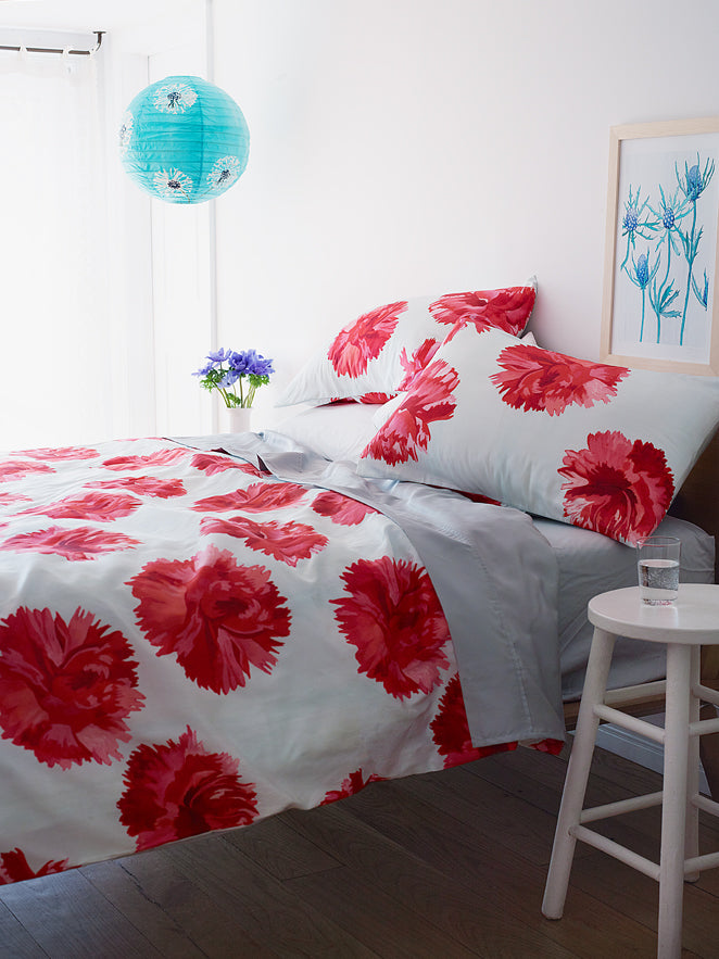 Duvet Cover & Shams: Red Carnations