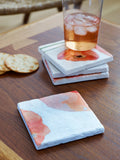 Coaster Set: Peach Poppies on Snow