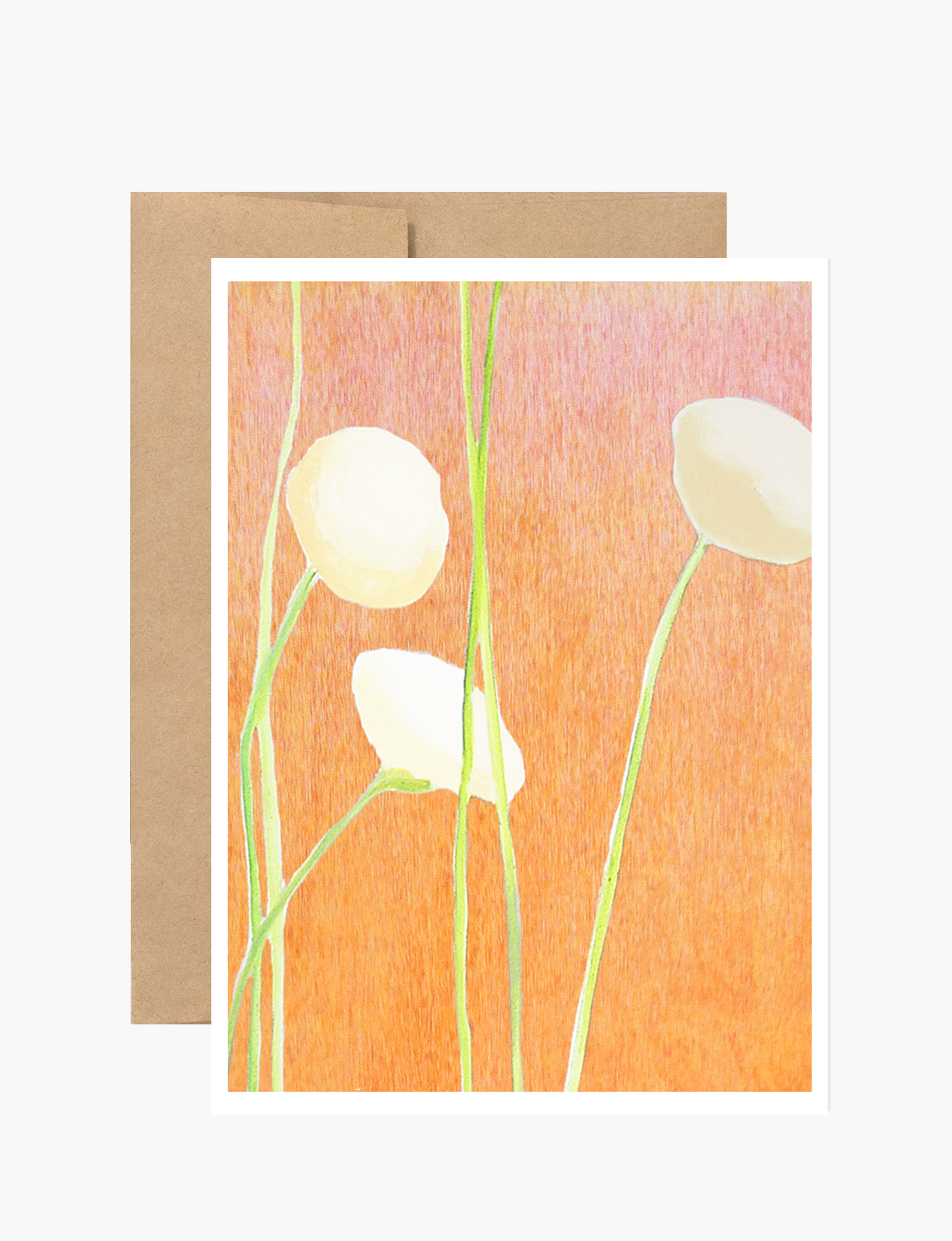 Notecard:  Cream Flowers on Orange