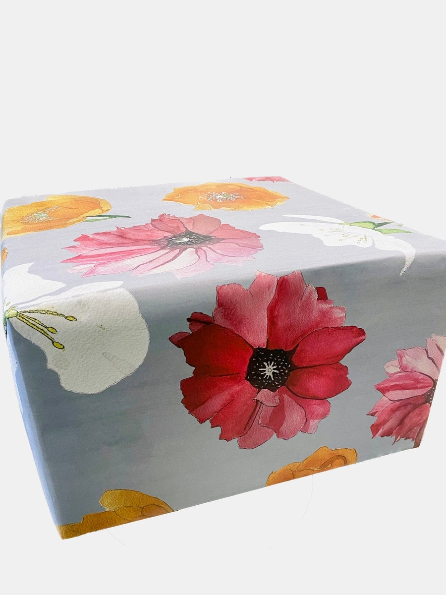 Gift Wrap:  Cactus Flowers on Grey