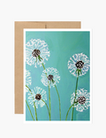 Notecard:  Dandelions on Aqua