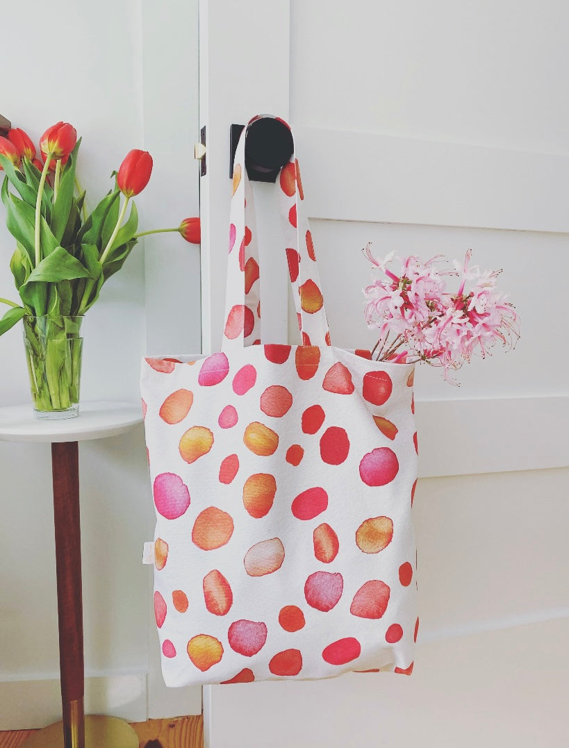 Tote Bag: Rose Petals on Ecru