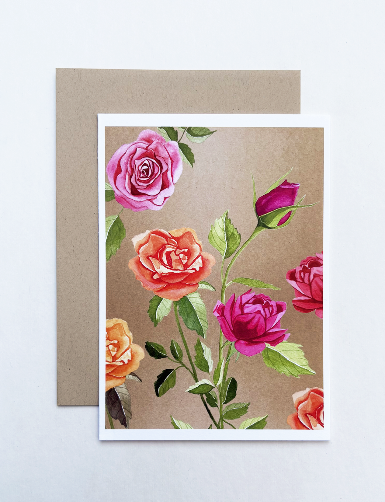 Notecard:  Fall Roses on Baked Earth