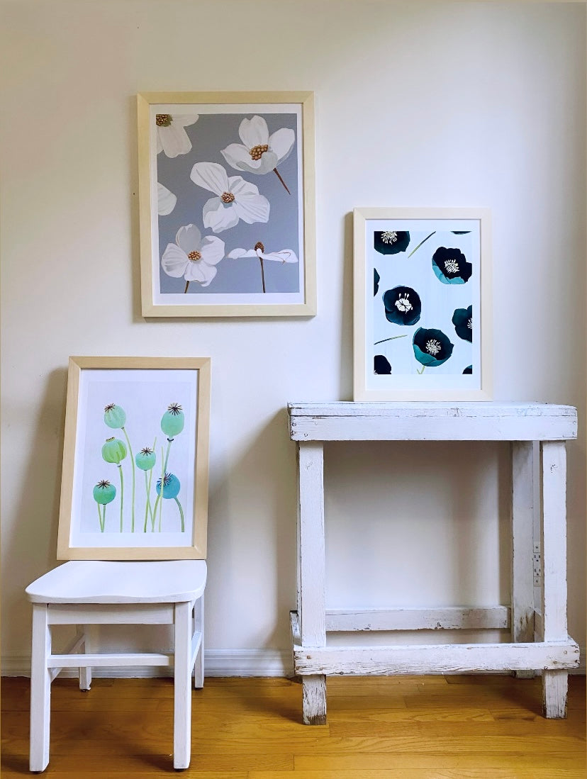 Art Print:  Green Winter Rose on Snow