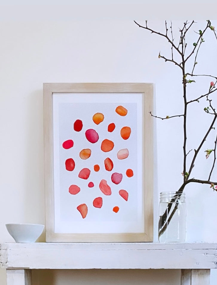 Art Print:  Rose Petals on Snow