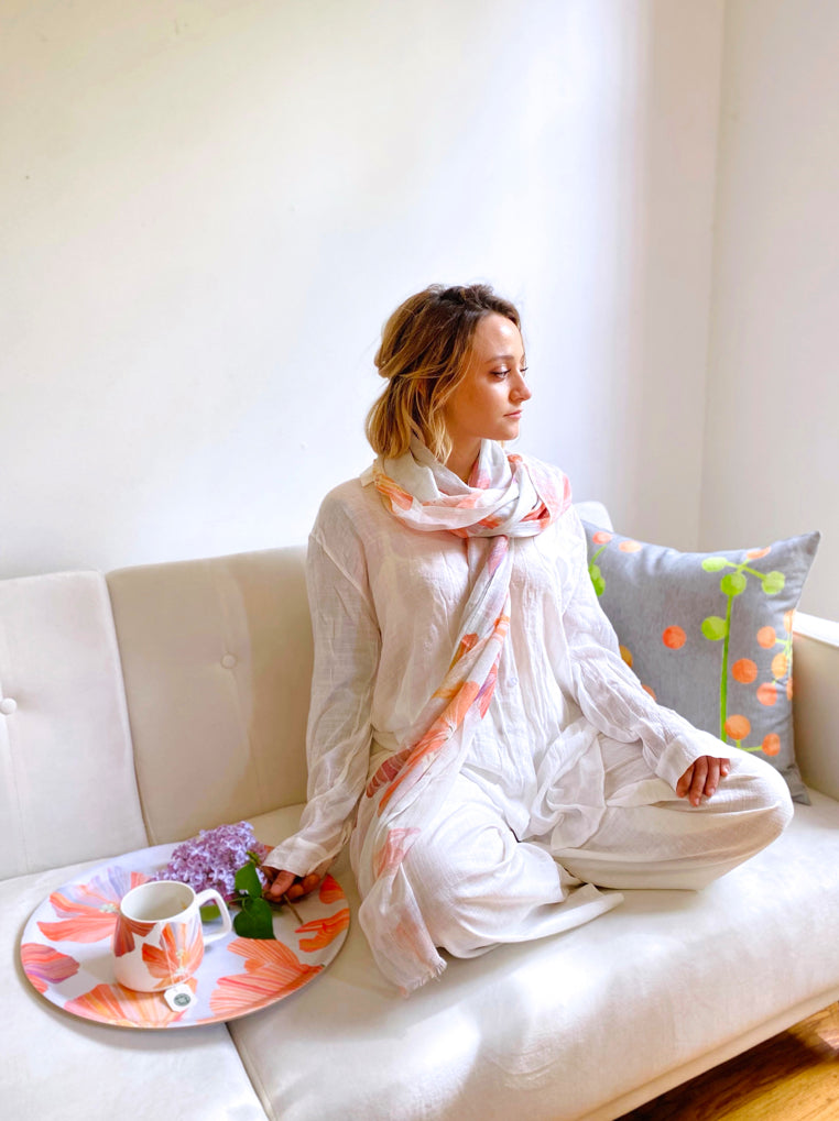 Swedish Serving Tray:  Hibiscus on Snow