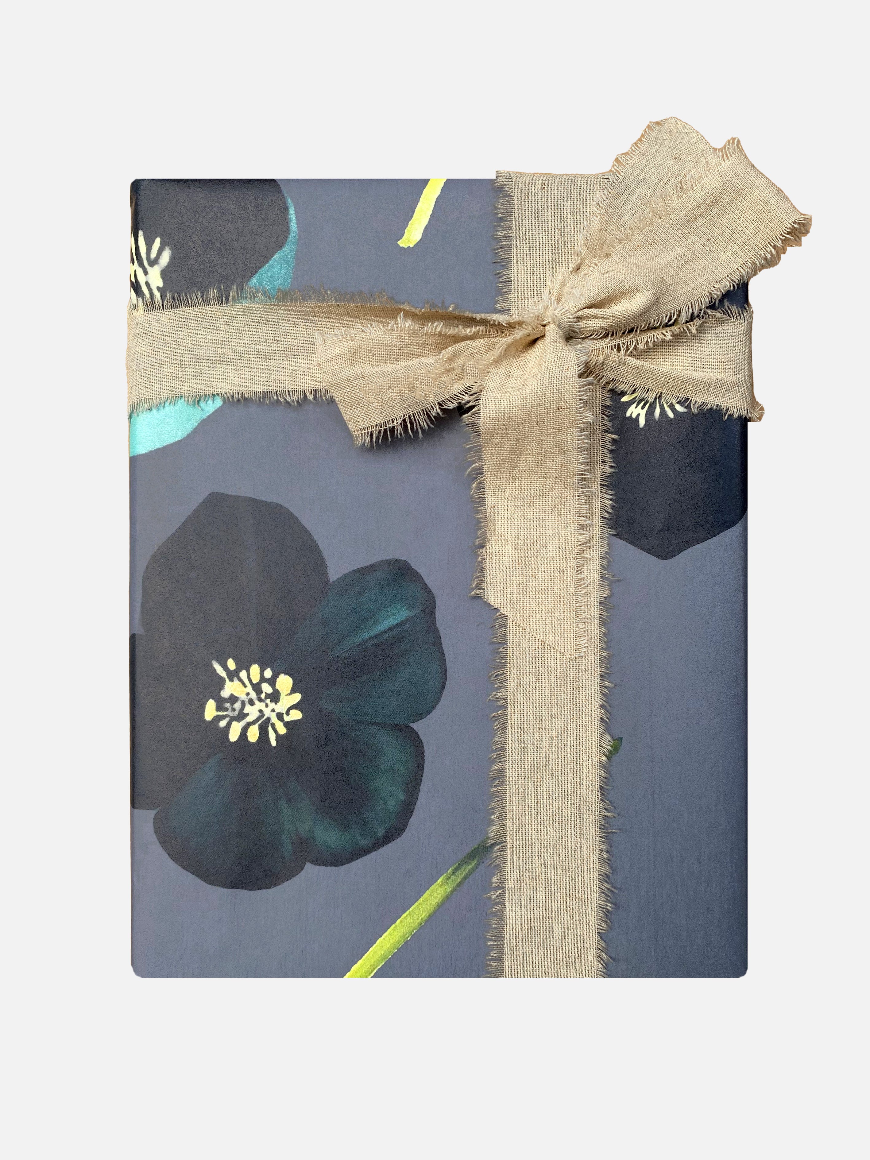 Gift Wrap:  Green Winter Rose on Charcoal
