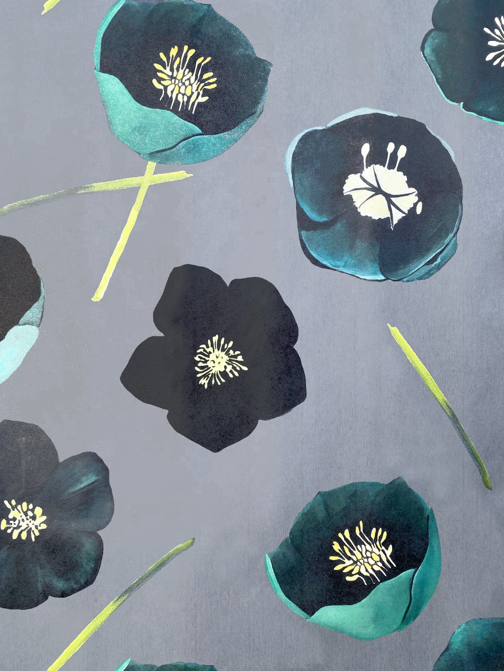 Gift Wrap:  Green Winter Rose on Charcoal