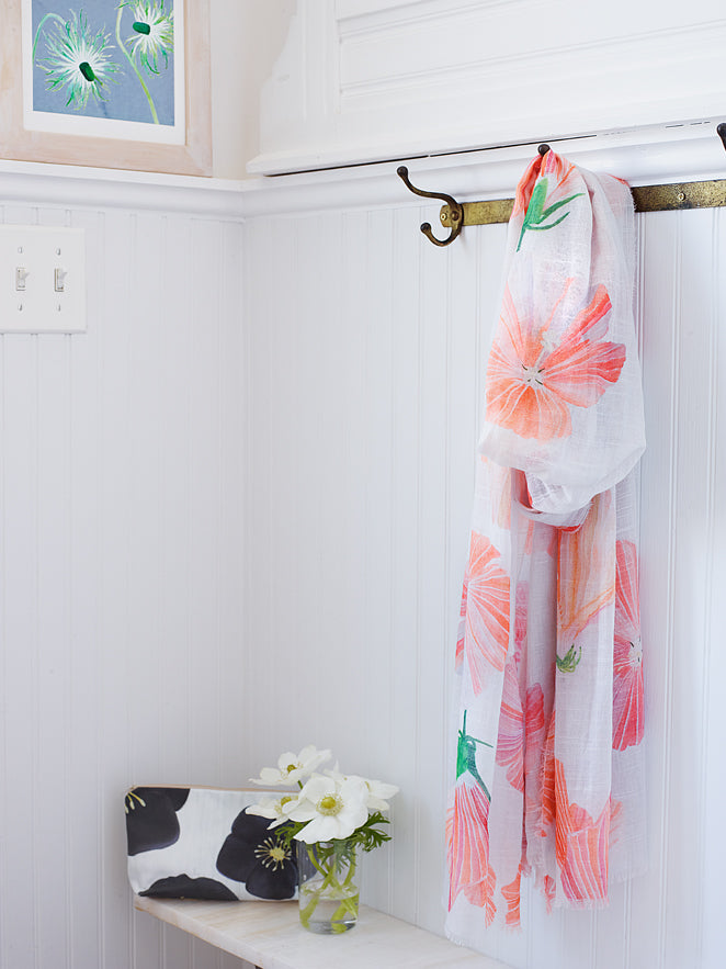 Scarf: Hibiscus on Snow