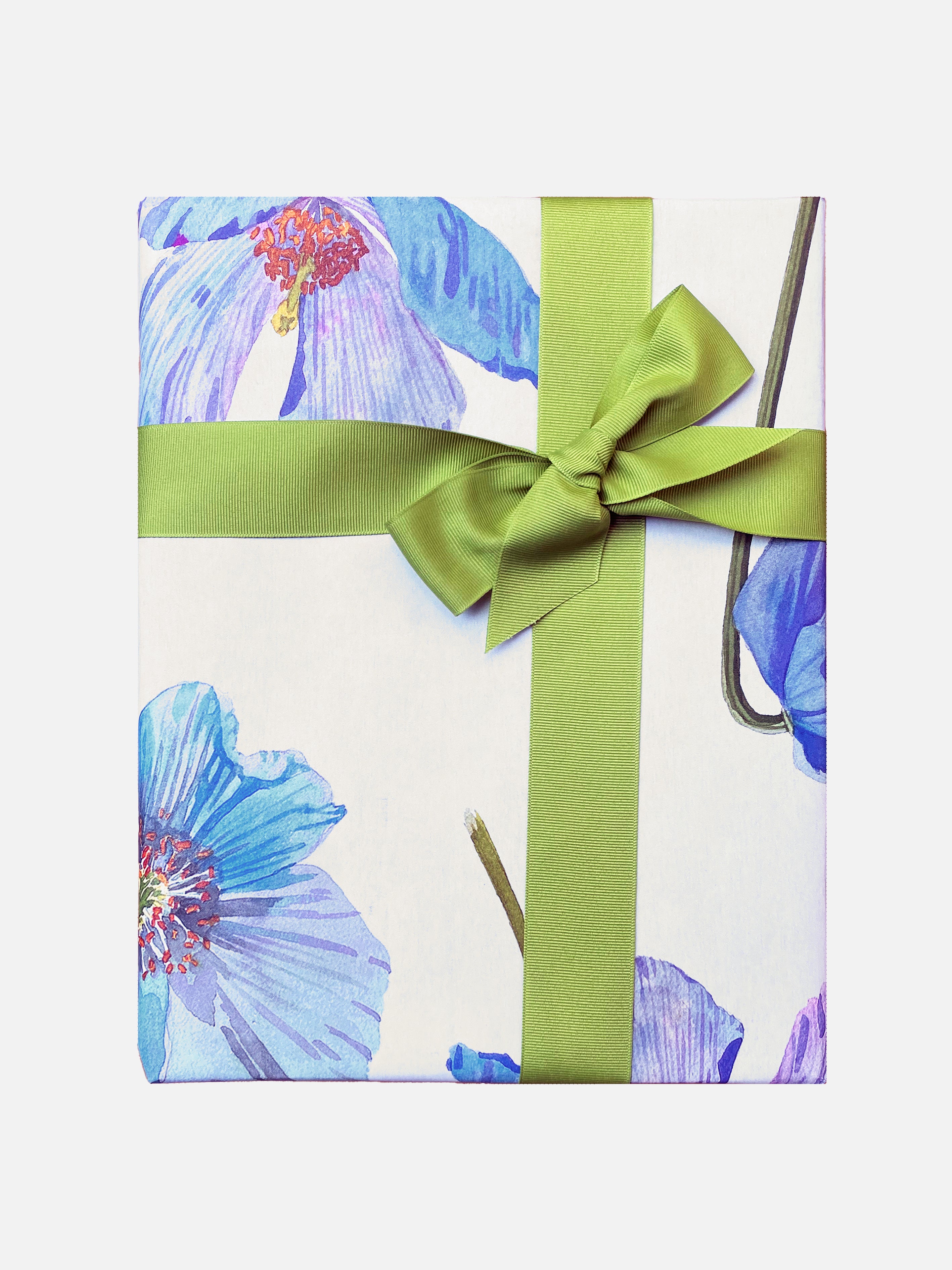 Gift Wrap:  Himalayan Blue Poppies on Ecru
