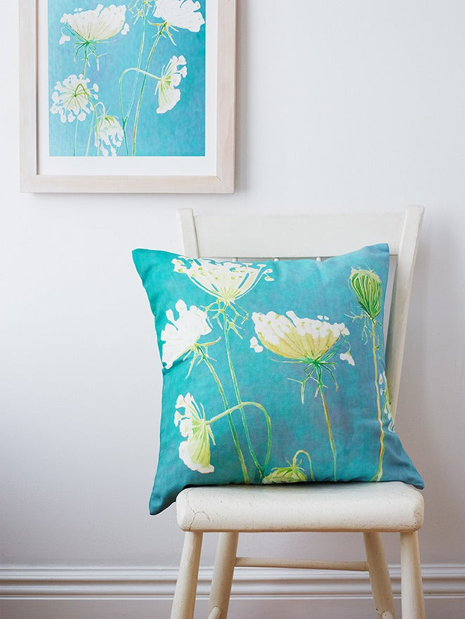 Art Print:  Queen Anne's Lace on Teal