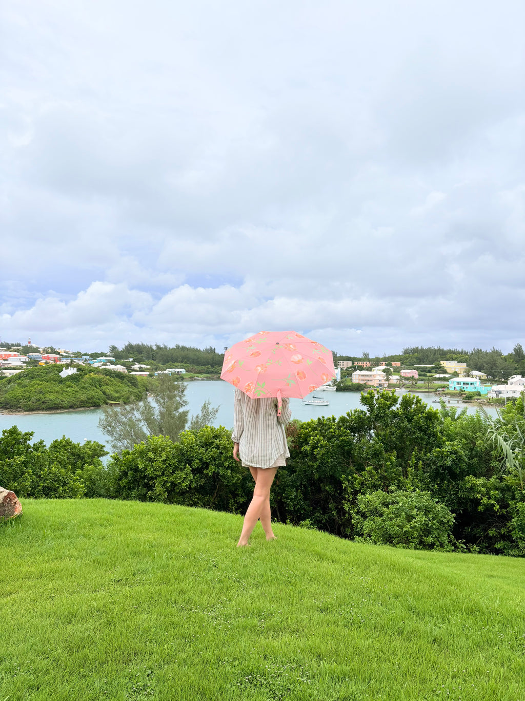 Umbrella:  Les Petites Fleurs Peony Garden on Peach