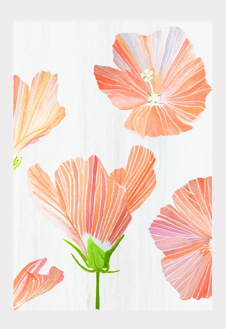 Art Print:  Orange Hibiscus on Snow