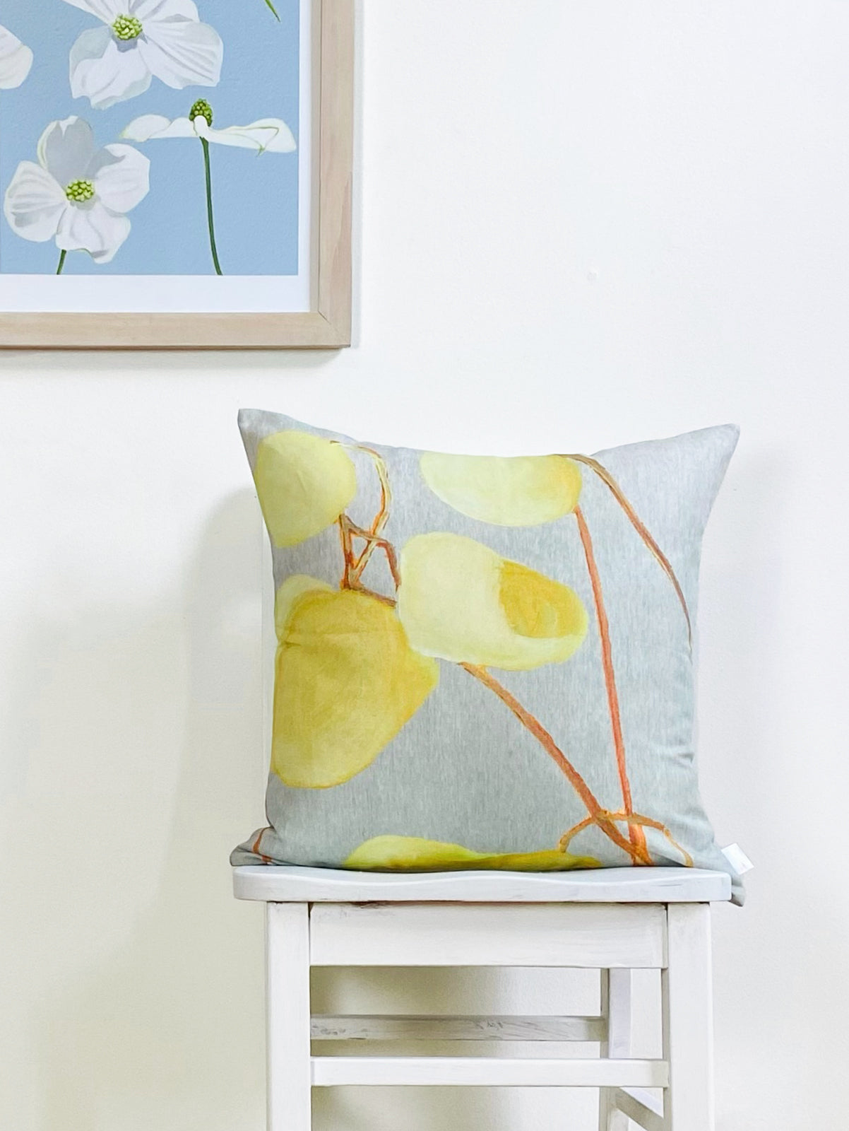 Throw Pillow: Milkweed on Pale Grey