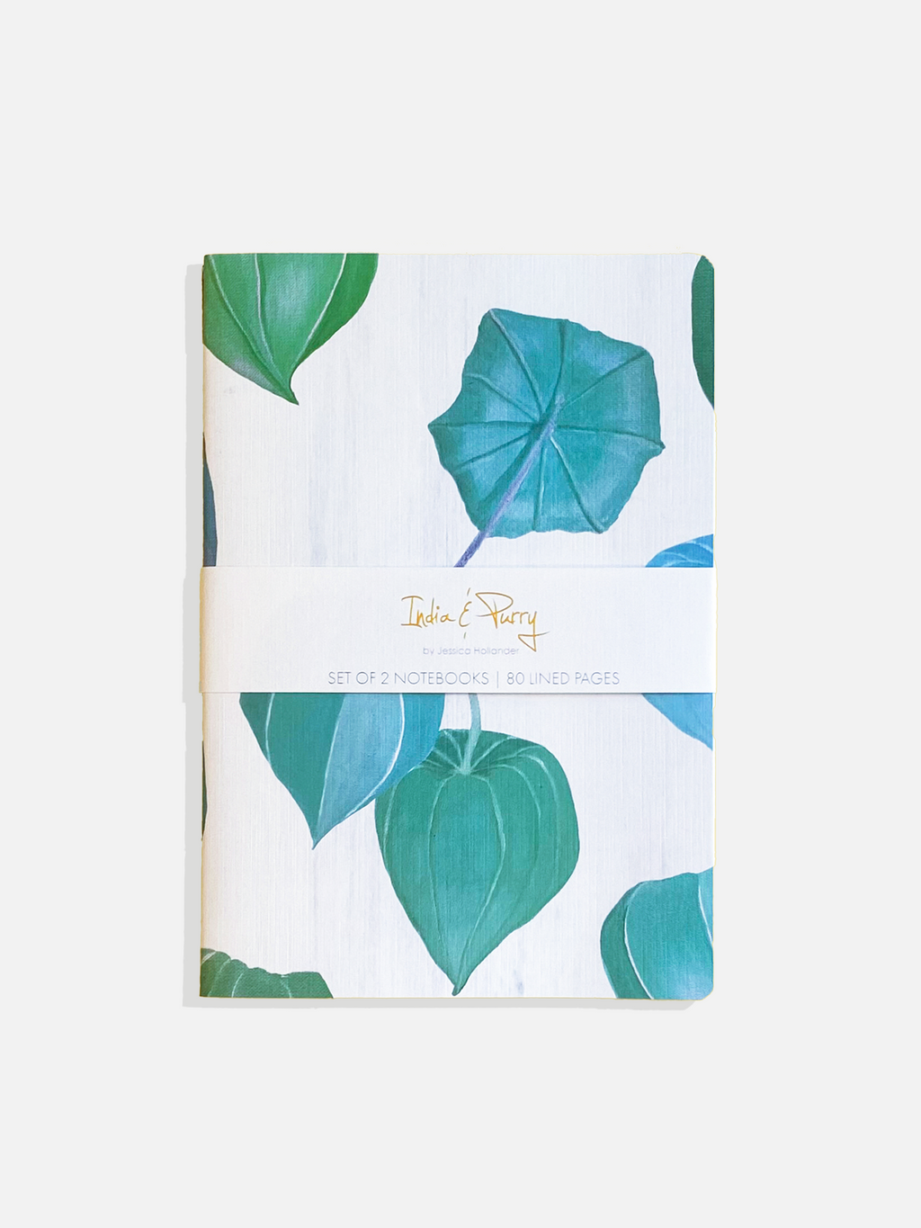 Notebook Set:  Aqua Chinese Lanterns & Green Winter Rose