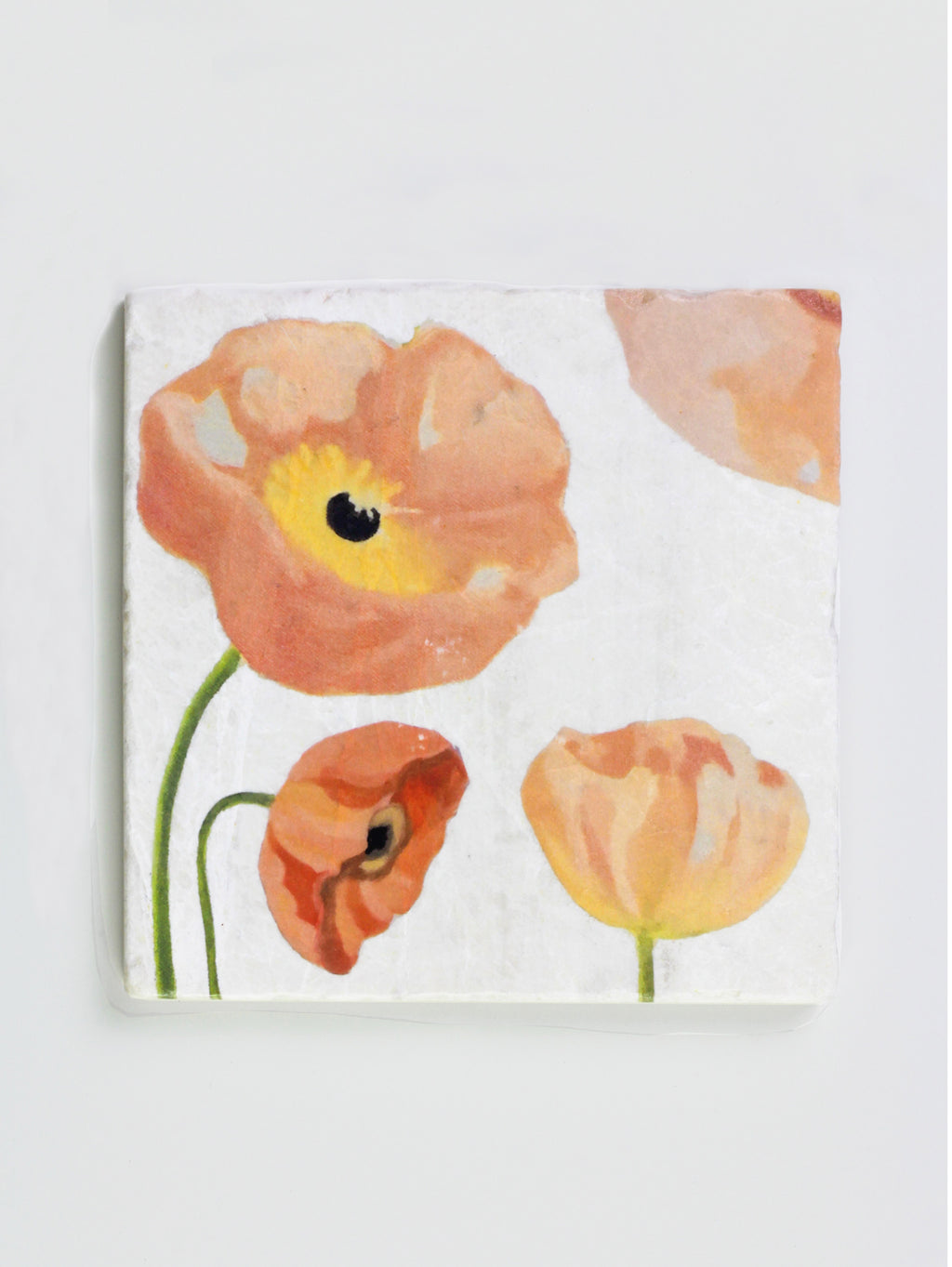 Trivet: Peach Poppies on Snow