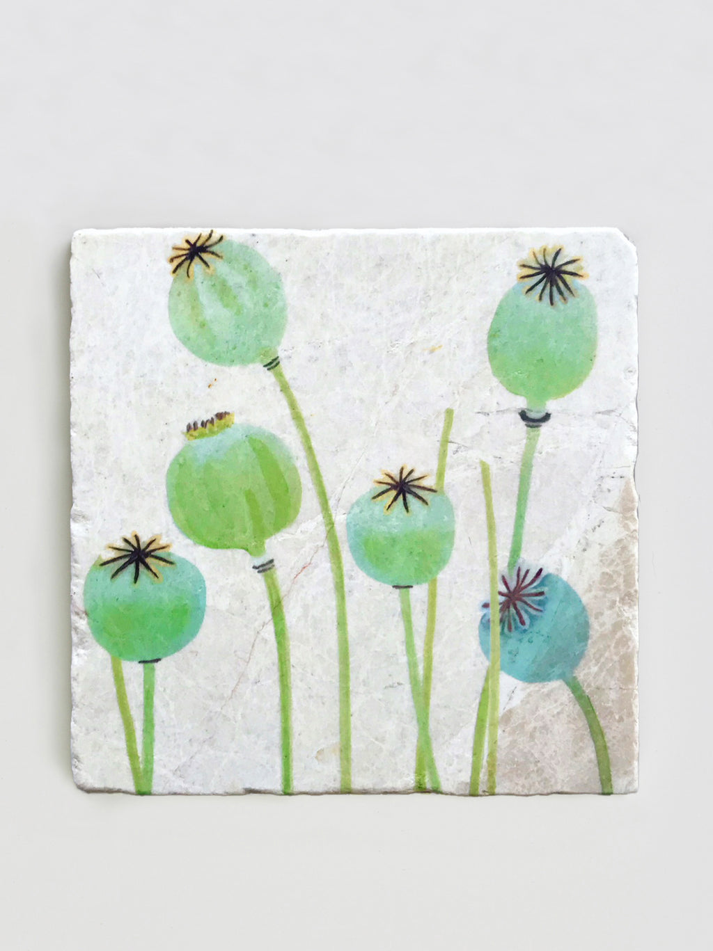 Trivet: Poppy Pods on Ecru