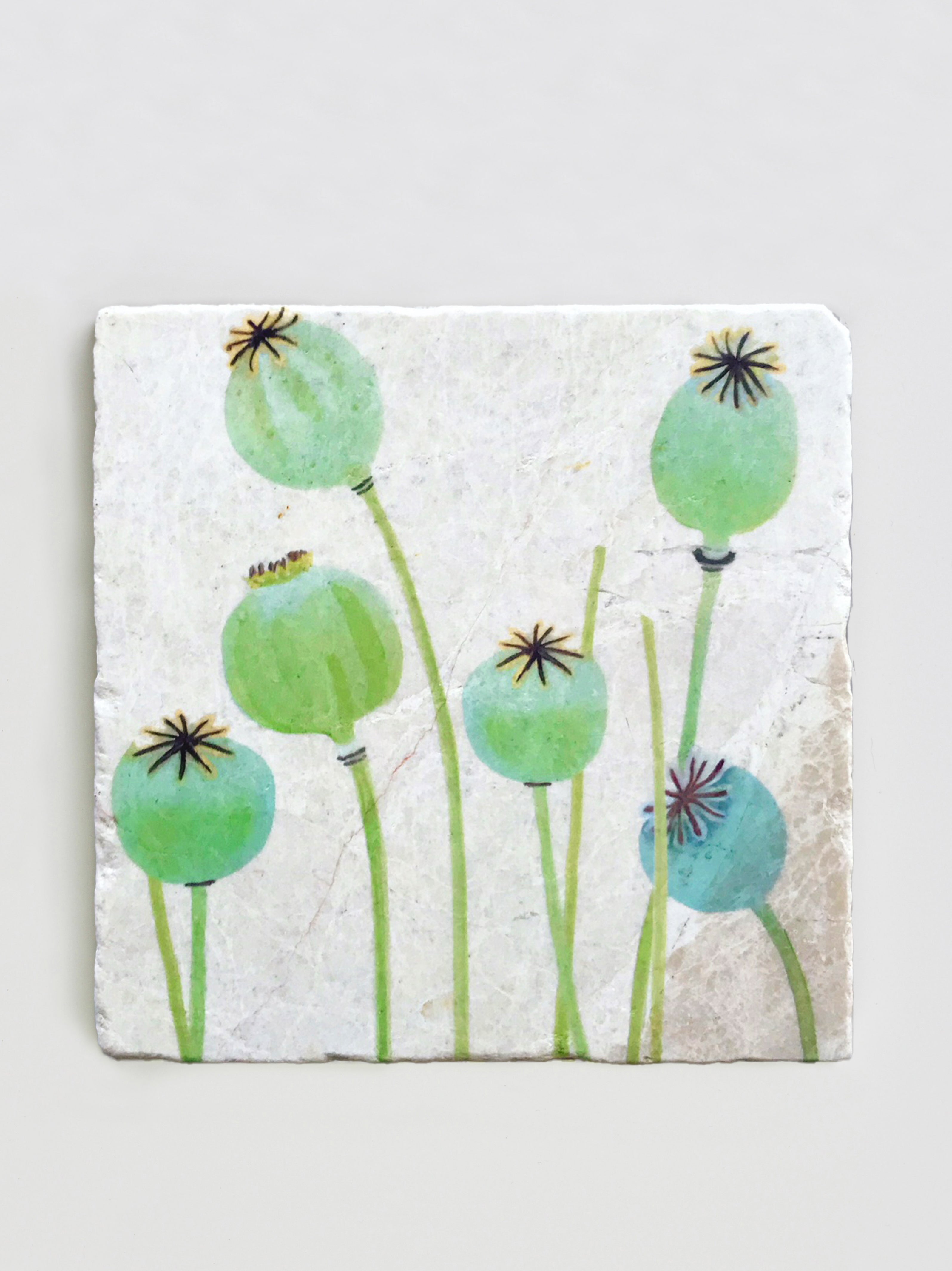 Trivet: Poppy Pods on Ecru