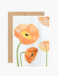 Notecard:  Peach Poppies on Snow