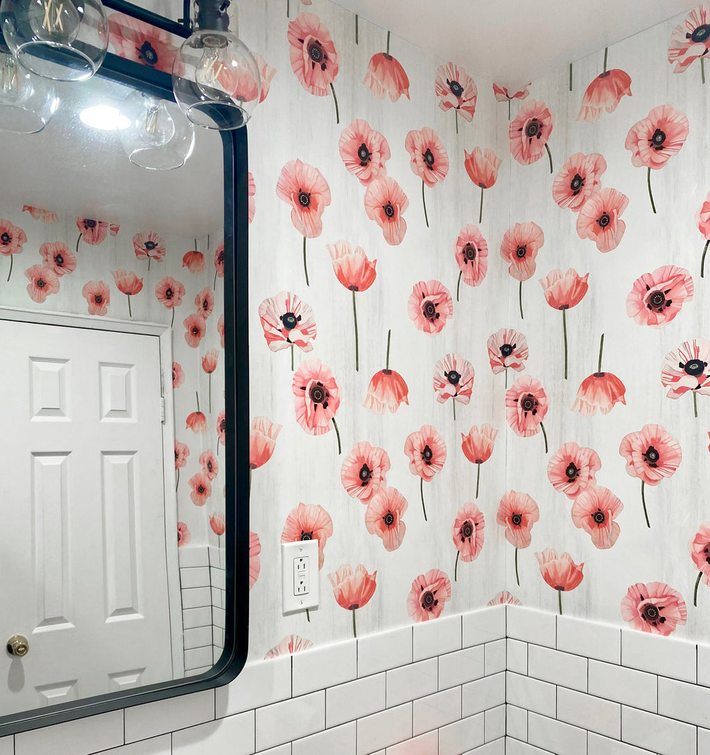 Wallpaper: Pink Poppies on Snow