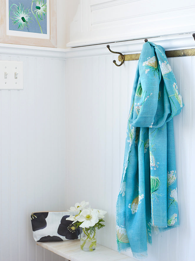 Scarf: Queen Anne's Lace on Teal