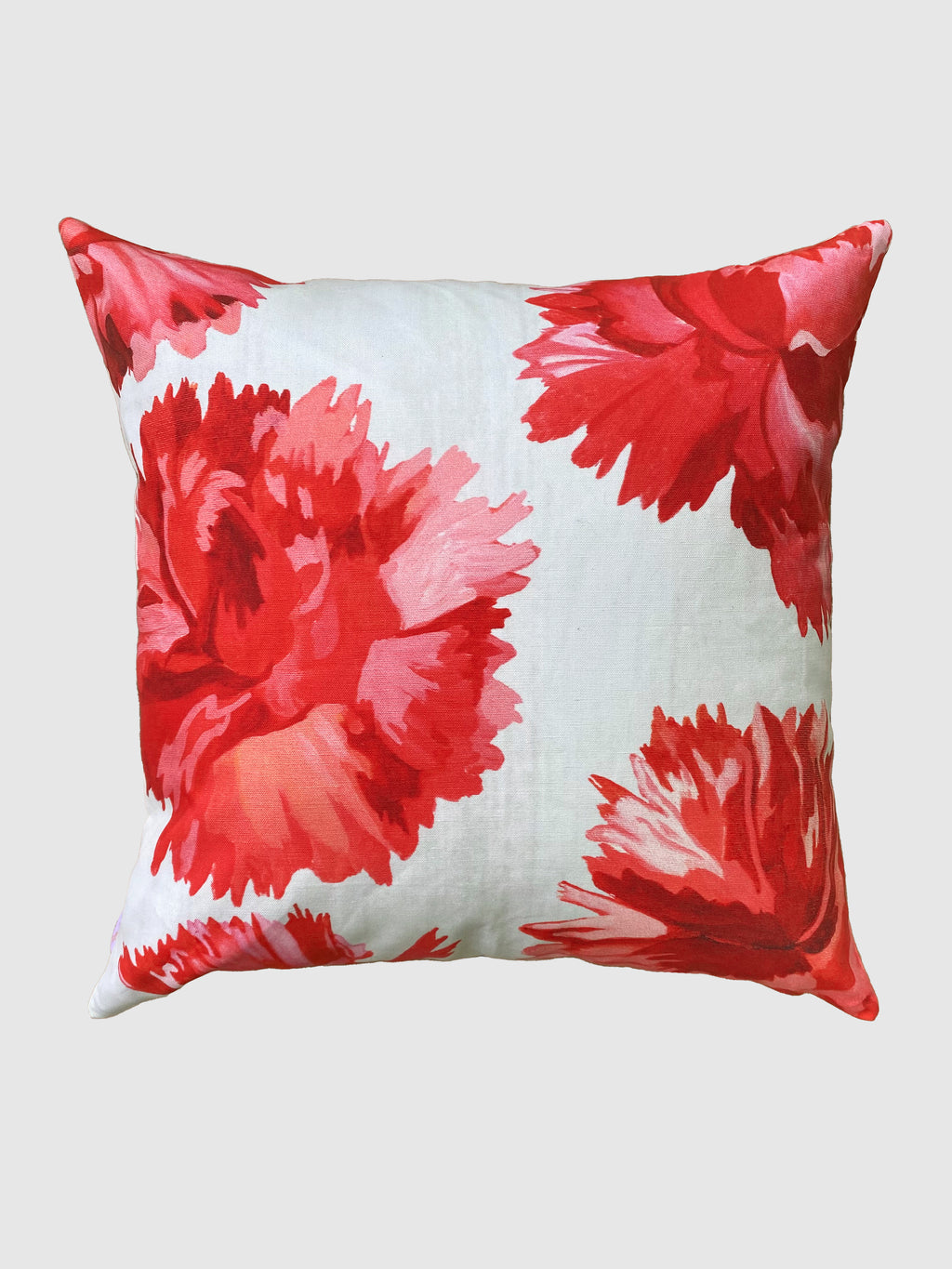 Throw Pillow: Red Carnations on Snow