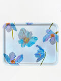 Swedish Serving Tray:  Himalayan Blue Poppies on Ecru