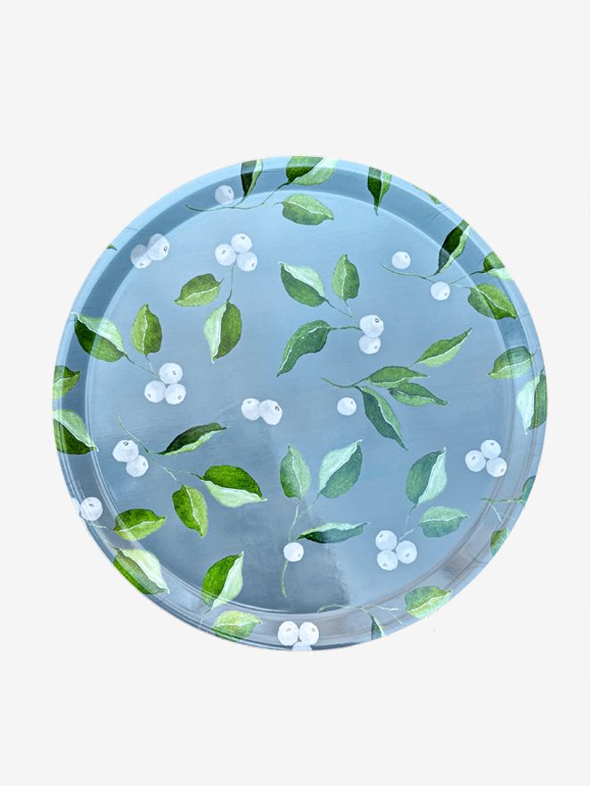 Swedish Serving Tray:  Leaves and White Berries