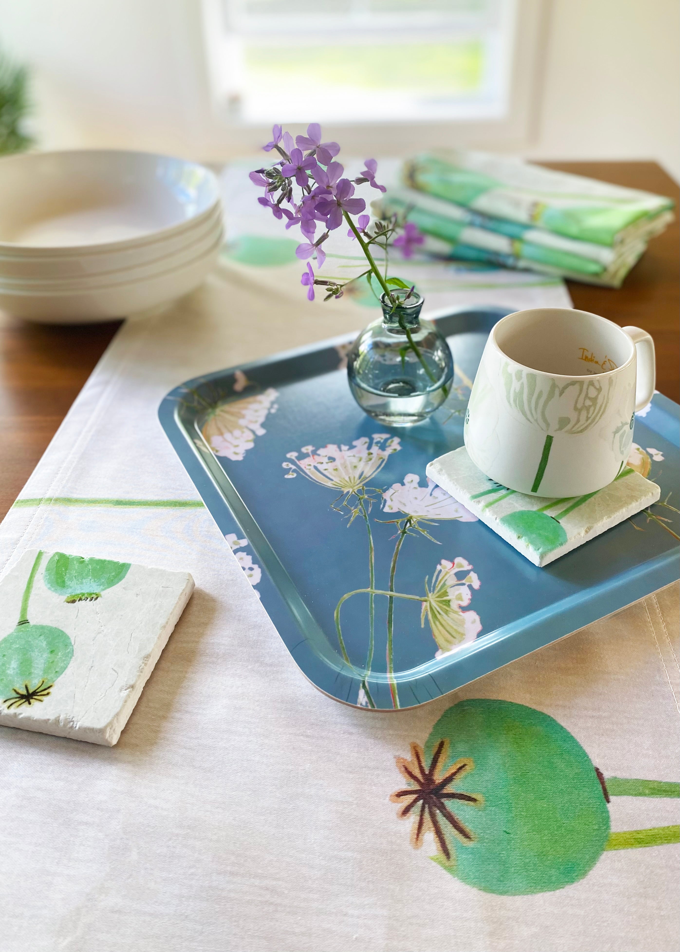 Table Runner: Poppy Pods on Ecru