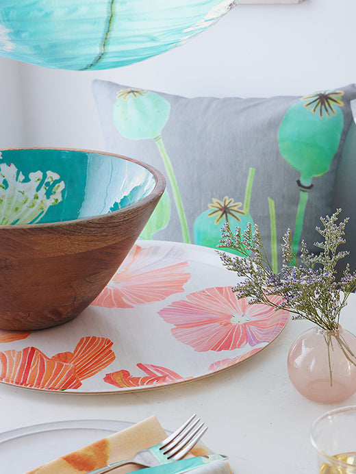 Swedish Serving Tray:  Hibiscus on Snow