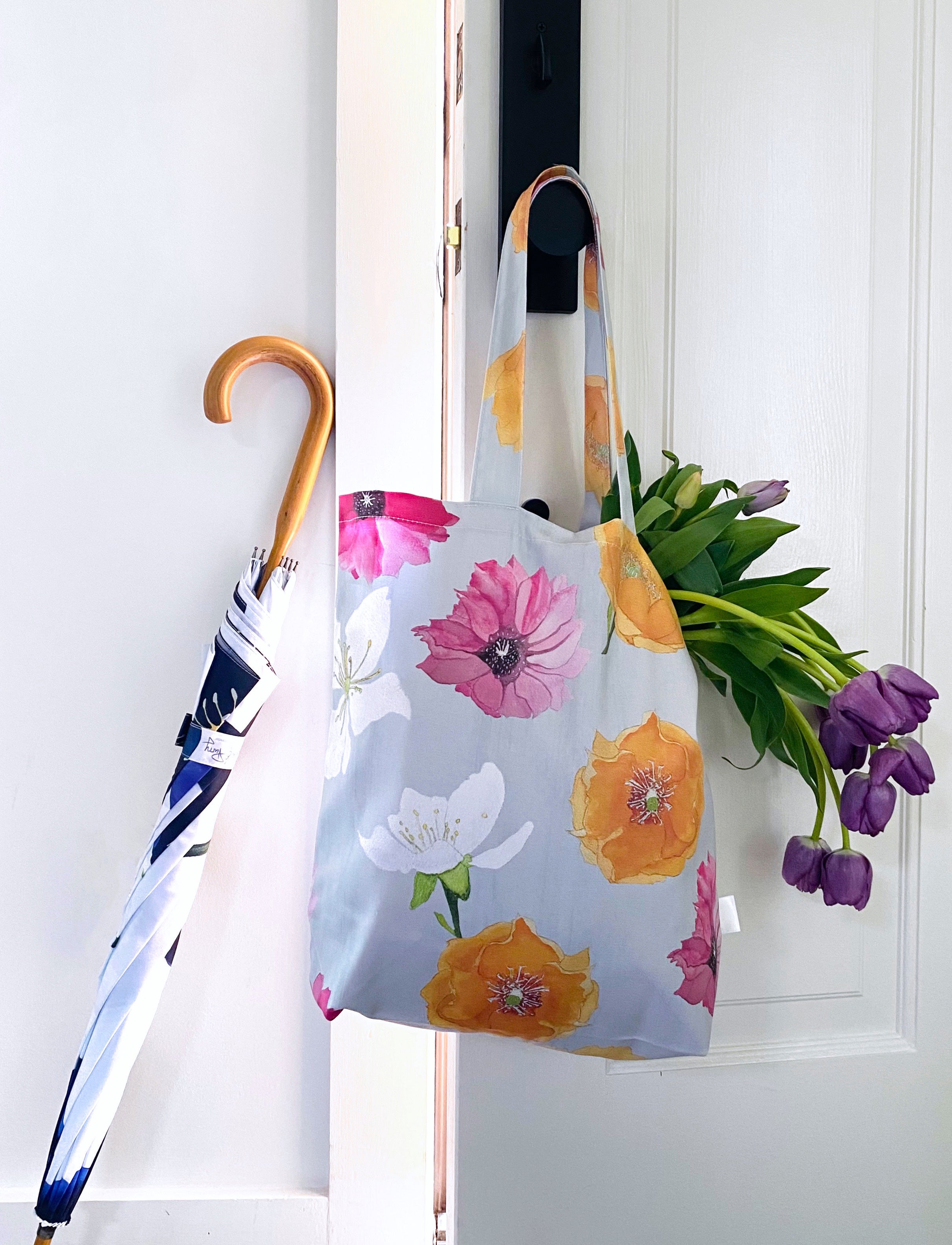 Tote Bag: Cactus Flowers on Grey