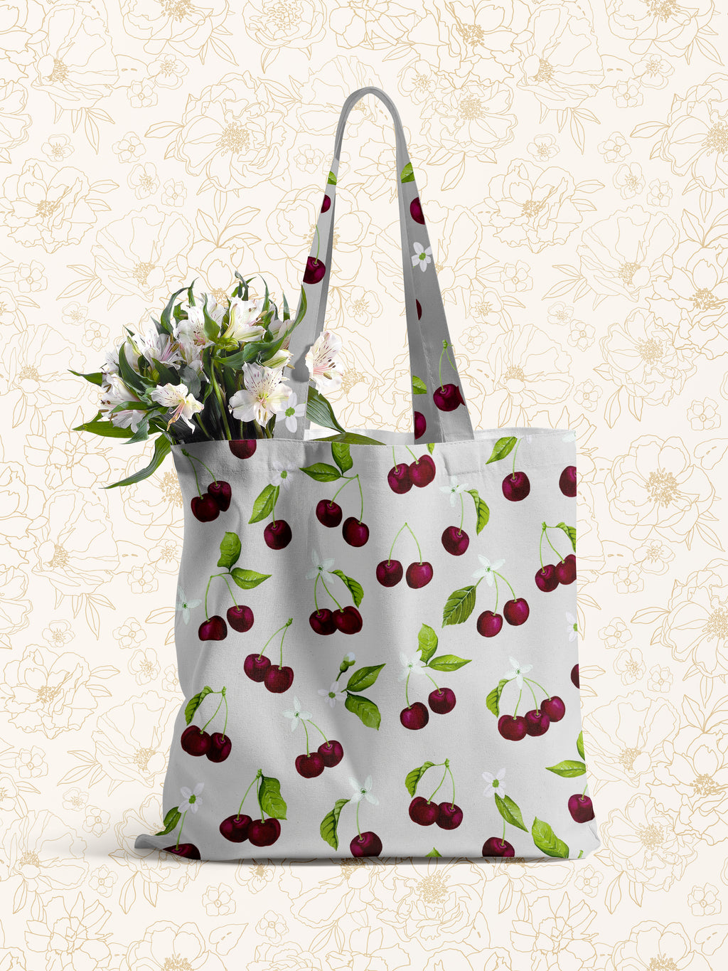 Tote Bag: Cherries & Blossoms