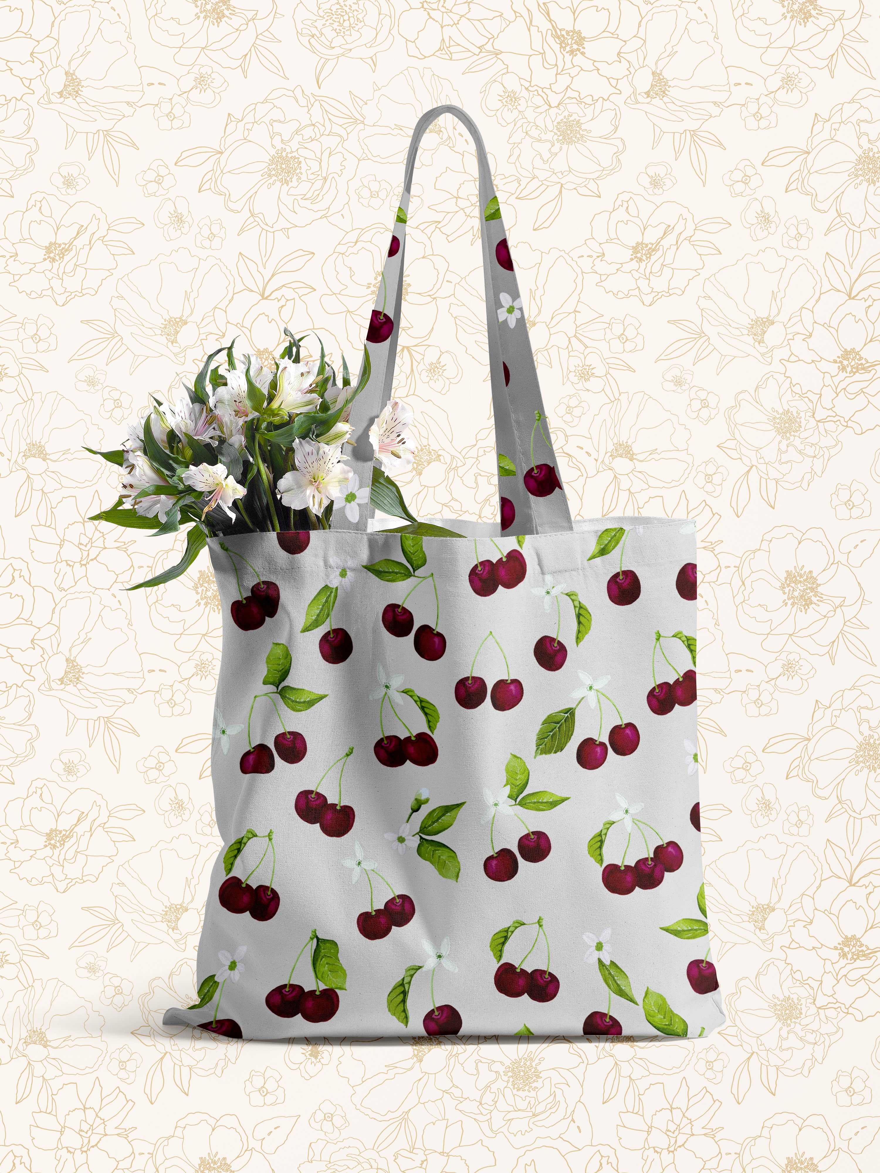 Tote Bag: Cherries & Blossoms