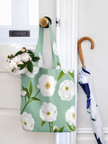 Tote Bag: White Peonies on Green