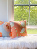 Throw Pillow: Cream Flowers on Orange