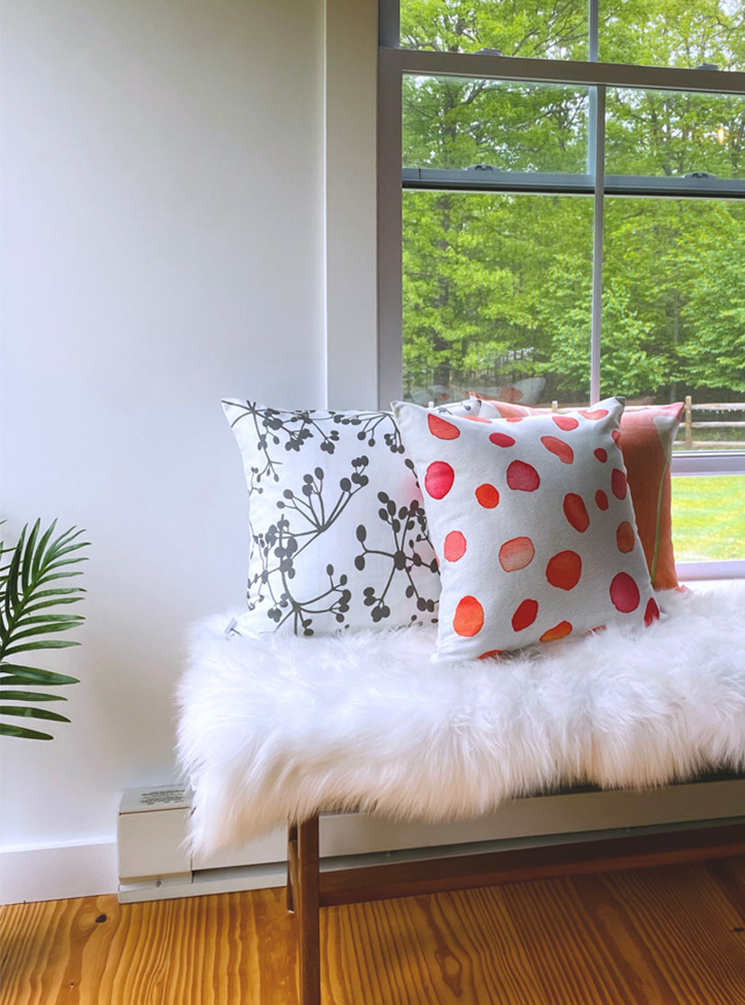 Throw Pillow: Rose Petals on Ecru