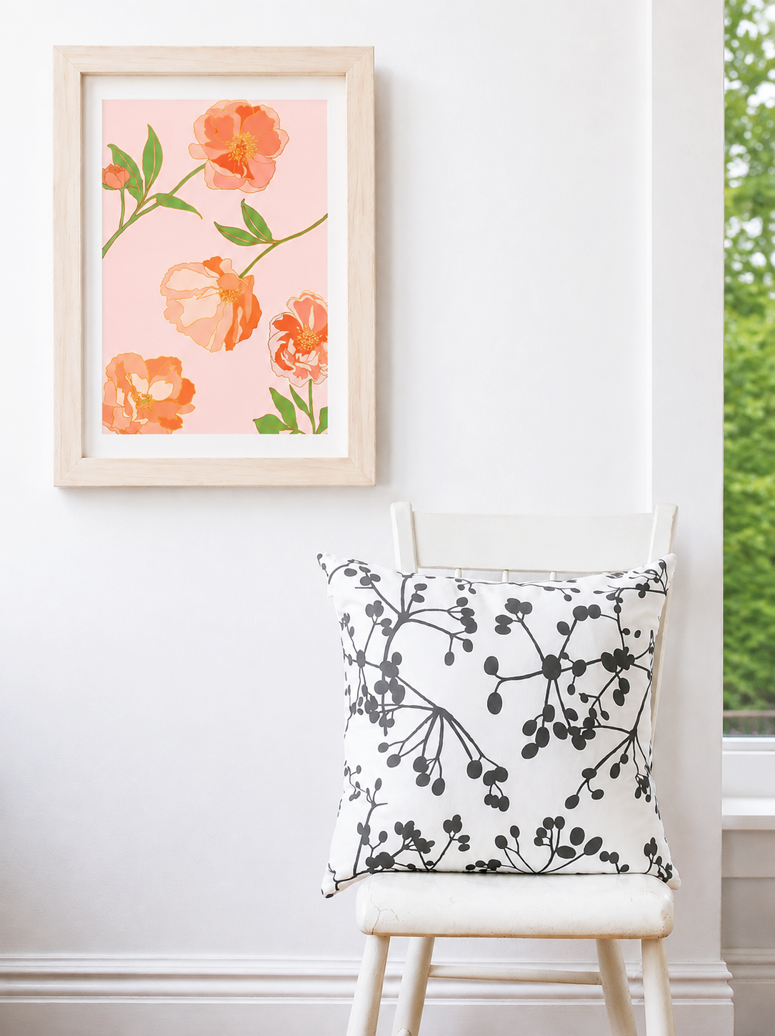 Art Print: Les Petites Fleurs Peony Garden in Pink