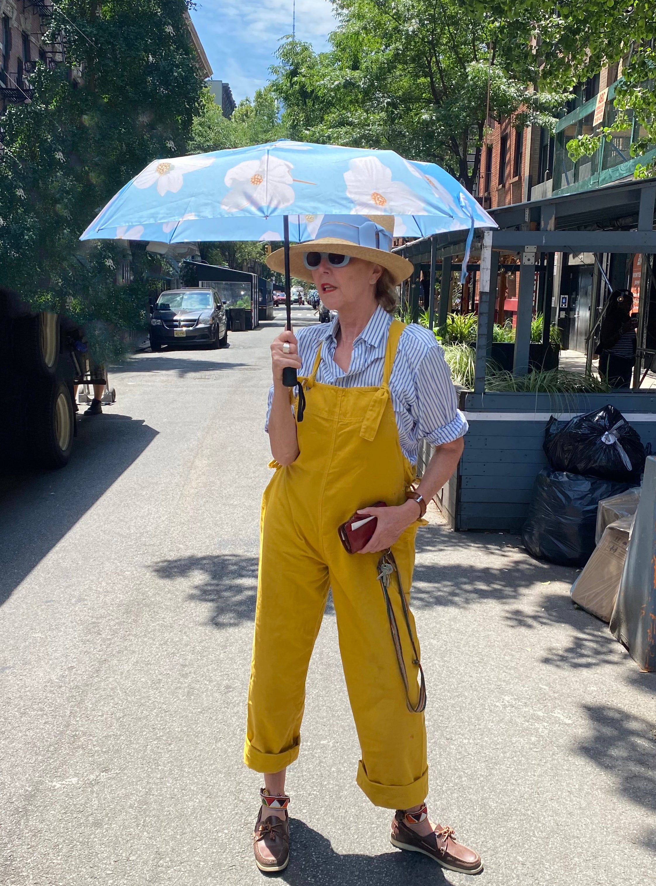 Umbrella:  Dogwood Blossoms on Pale Blue