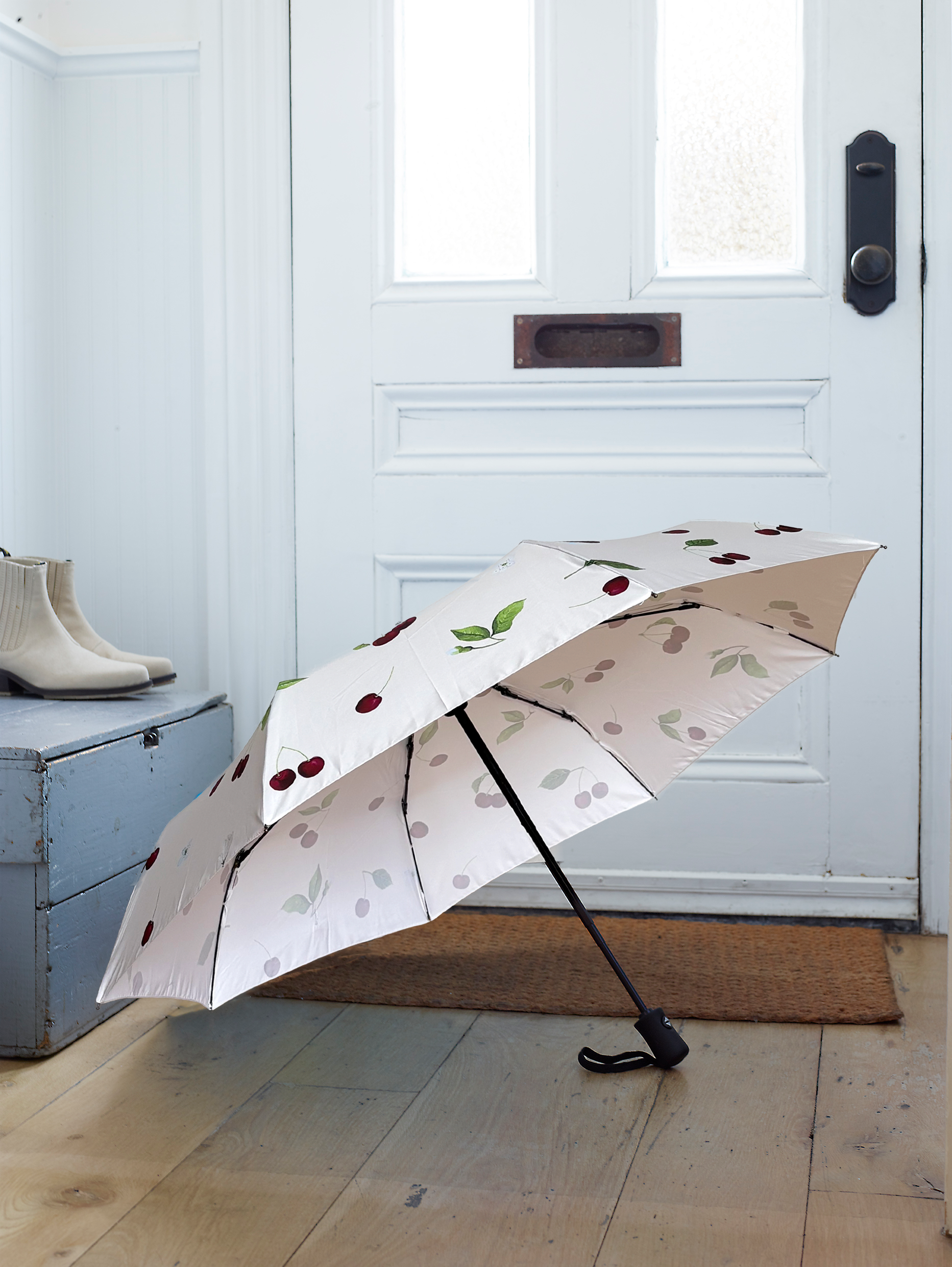 Umbrella:  Cherries and Blossoms on Cream