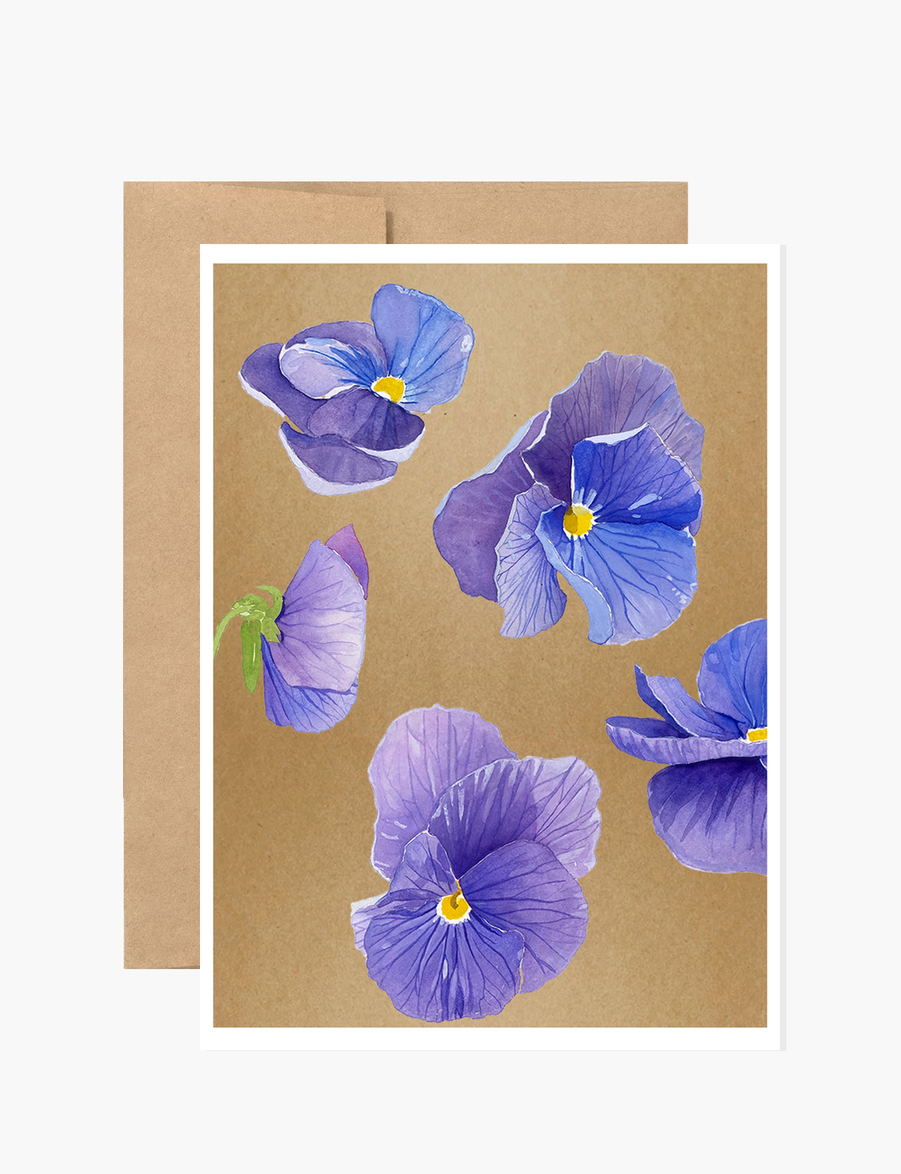 Notecard:  Violet Pansies on Baked Earth