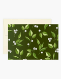 Notecard:  White Winterberries on Deep Green
