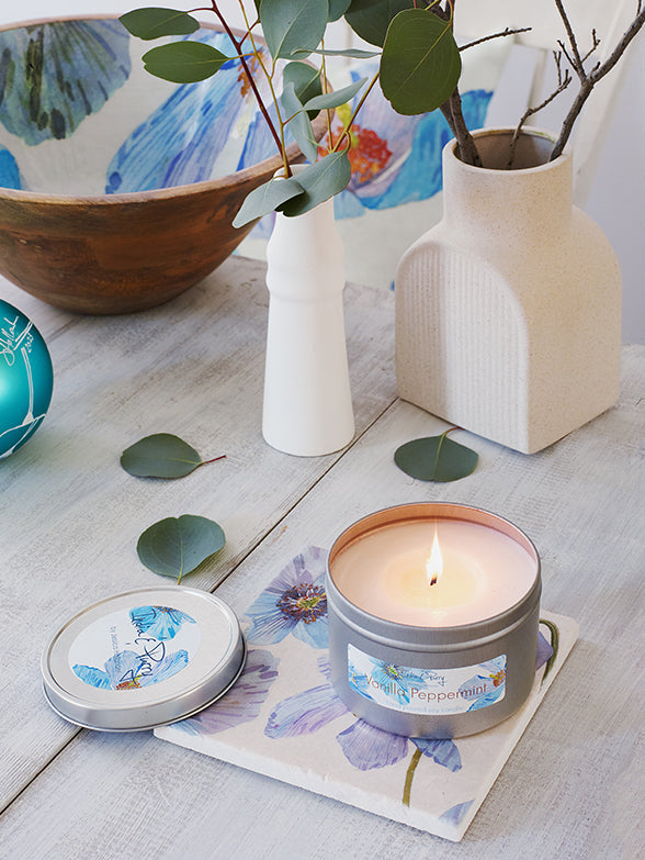 Trivet: Himalayan Blue Poppies on Ecru